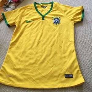 Nike Yellow and Green V‑Neck Soccer Jersey